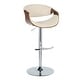 preview thumbnail 41 of 70, Carson Carrington Kanteborg Adjustable Bar Stool with Rounded T Footrest (Set of 2) Cream PU/Walnut/Chrome Metal