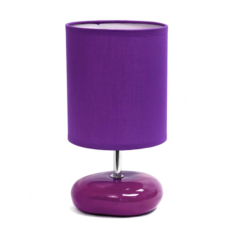Traditional Mini Round Rock Table Lamp with Drum Shade - 10.25" - Purple