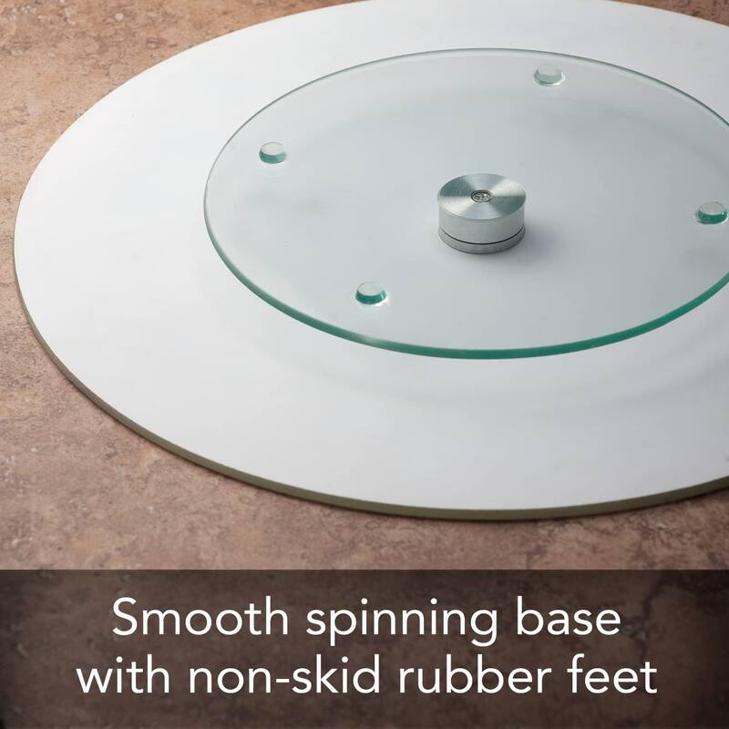 Blessed by Nature Heat Tolerant Tempered Glass Lazy Susan Turntable 13" Diameter Cake Plate Condiment Caddy Pizza Server