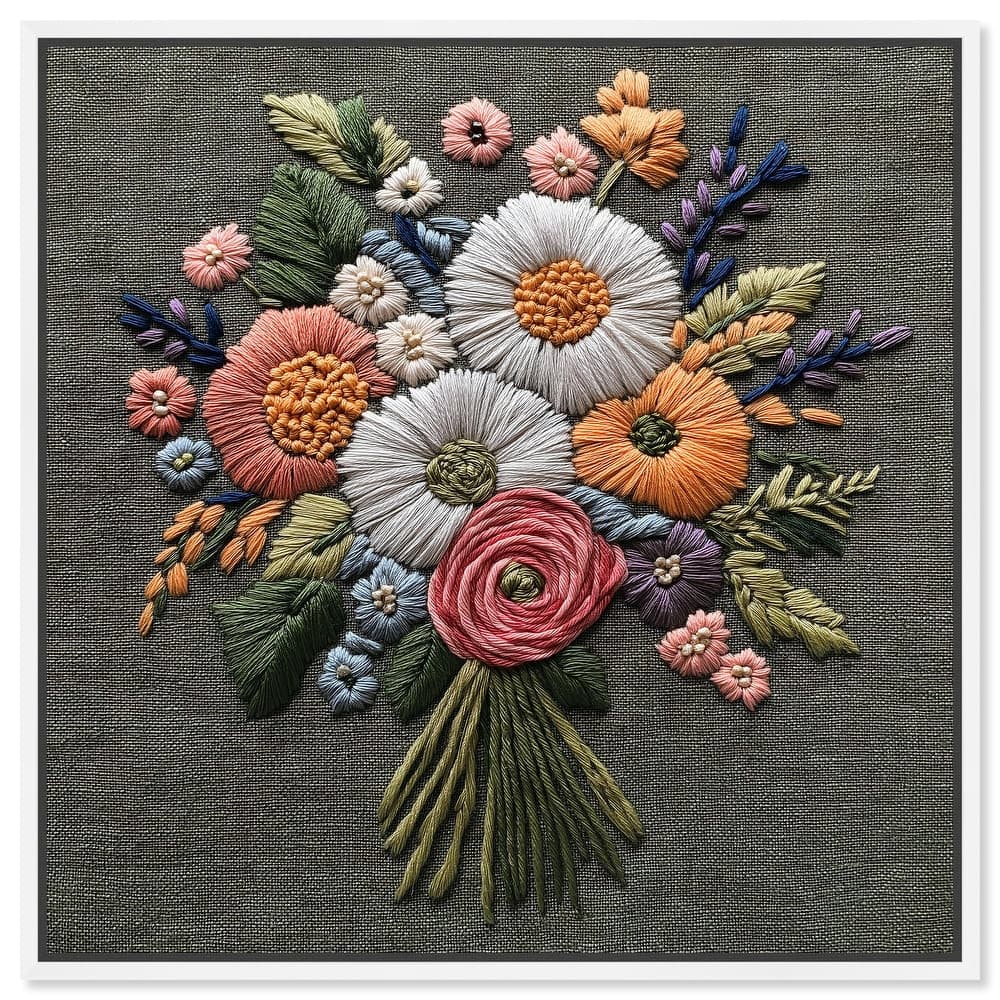 Stitched Bloom Bouquet II Canvas by Art Remedy