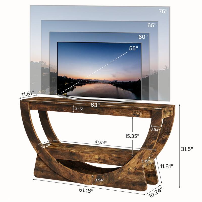 TV Stand with Storage Shelves for 55-75 Inches Television