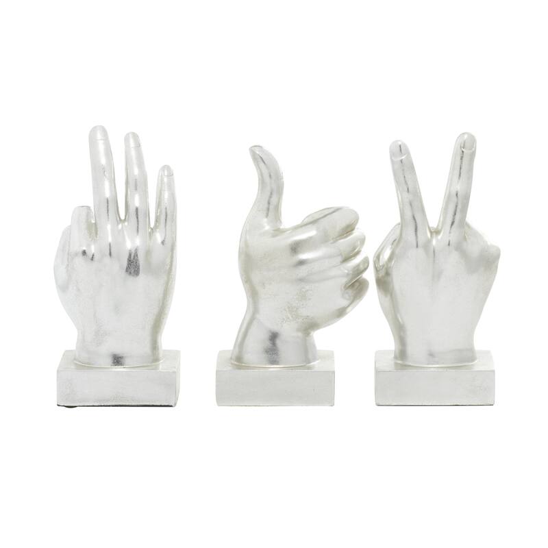 Dark Gray or Silver Polystone Hands Decorative Sculpture (Set of 3)