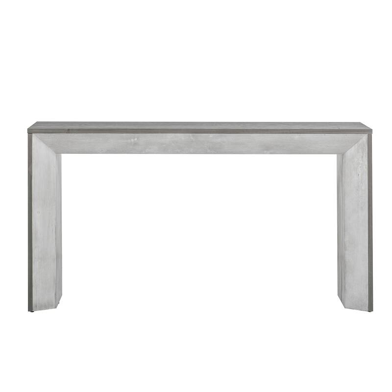 59" MDF Console Table with Fireplace Design and Wood Veneer for Living Room