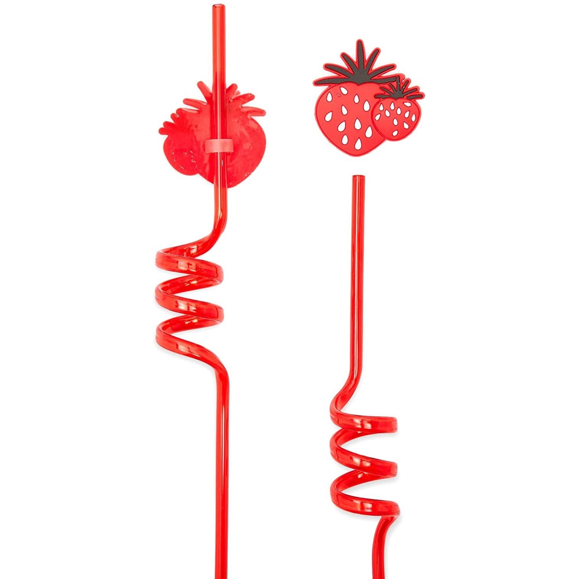 Reusable Straws with Fun Fruit Charms for Party (10.75 In, 6 Designs