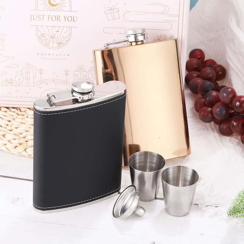 5oz 140ml Stainless Steel Hip Flask for Camping Hiking Outdoor Activity, Silver