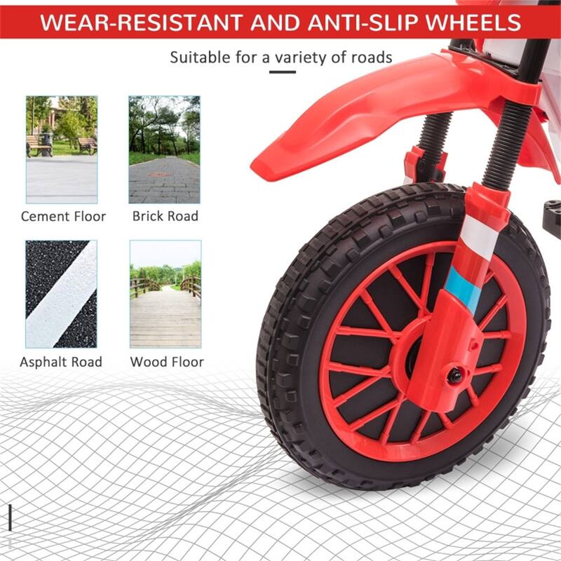 Kids Ride-On Motorcycle 12V with Rechargeable Battery and Dual Shock Removable Training Wheels - 42"L x 20.25"W x 26.75"H