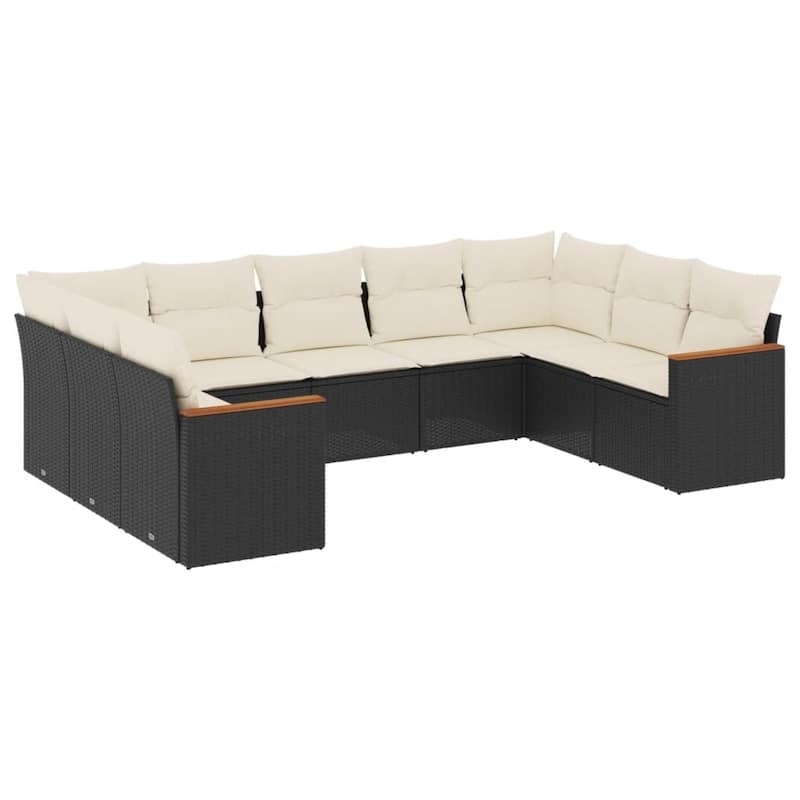 vidaXL Patio Sofa Set with Cushions Outdoor Conversation Furniture Poly Rattan - 24.4 x 24.4 x 27.2 in