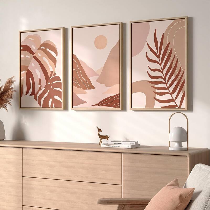 3 Piece Neutral Terracotta Bohemian Canvas Artwork