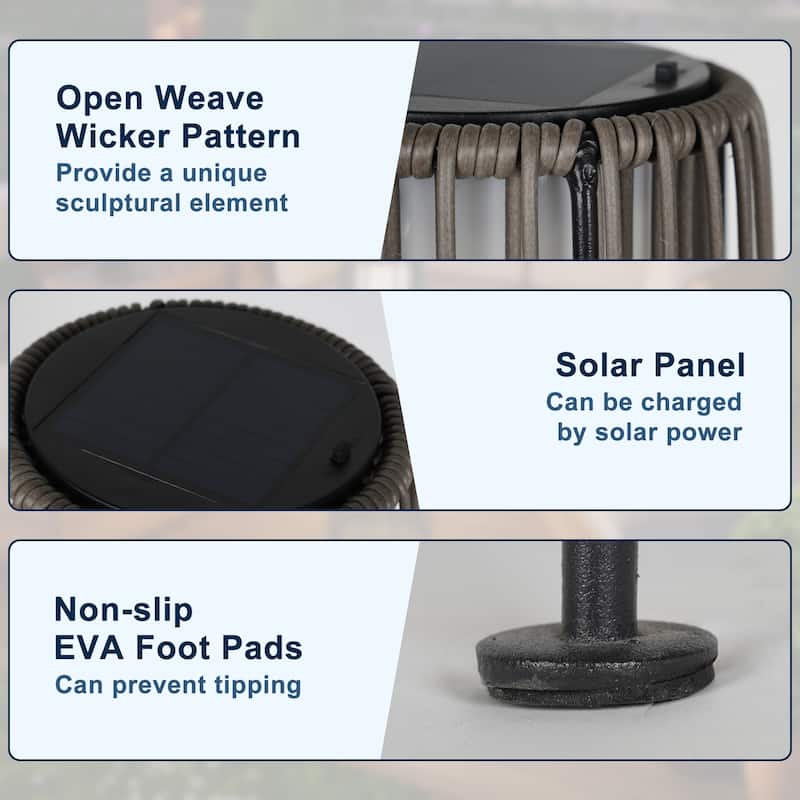 Solar Powered Outdoor Floor Lamp Resin Wicker Outdoor Lamps