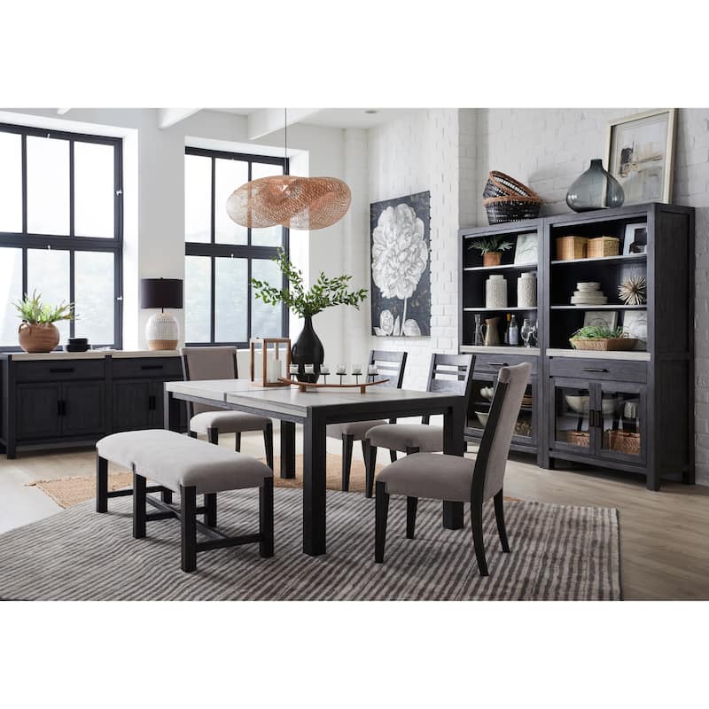 Magnussen Home Plum Creek Ravenwood Black Display Cabinet - 42''W x 18''D x 80''H