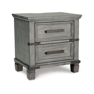2 Drawers Nightstand with Metal Accents and Dark Bronze Finish - Bed ...