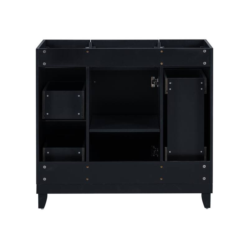Roomfitters 36" Bathroom Vanity Cabinet, Modern Storage with Soft-Close Doors and Drawers, Black