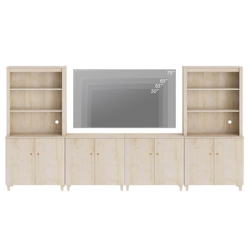 WAMPAT Entertainment Center with Bookshelves and Cabinets for 75" TVs