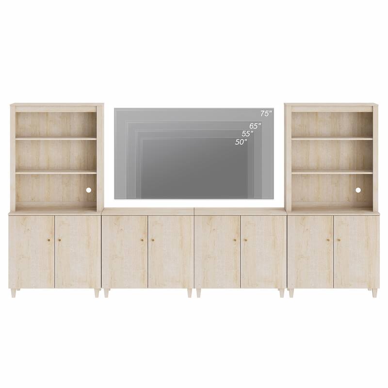 WAMPAT Modern Entertainment Center with Bookshelves for 75" TVs