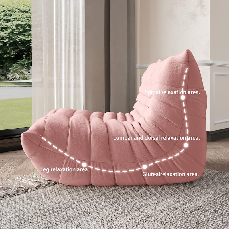 Single Lazy Sofa Teddy Fabric Soft Sponge Lounger Bean Bag Chair