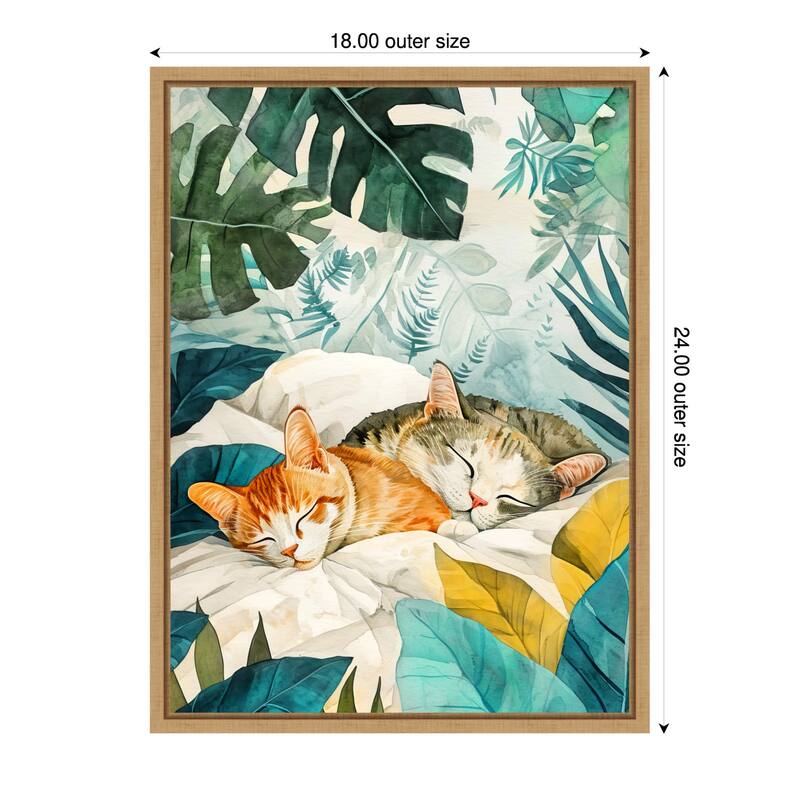 Cats Lives Napping by Justyna Jaszke Framed Canvas Wall Art - 18 x 24 in