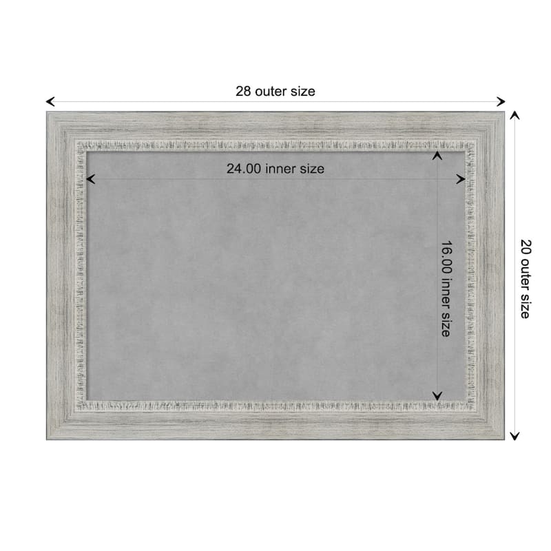 Amanti Art Rustic White Wash Framed Magnetic Board - Board Size 24x16