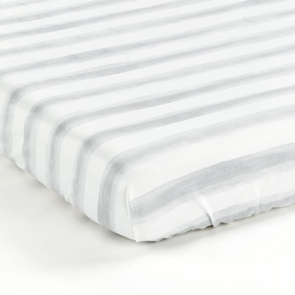 slide 2 of 5, Lush Decor Watercolor Stripe Soft & Plush Fitted Crib Sheet - 52"x 28" x 9" Grey