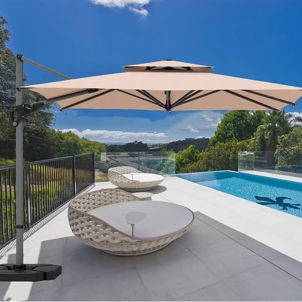 MAISON ARTS 10FT Patio Cantilever Offset Umbrella with 360-degree Rotation  Aluminum Umbrella with Weighted Base - On Sale - Bed Bath & Beyond -  31058350
