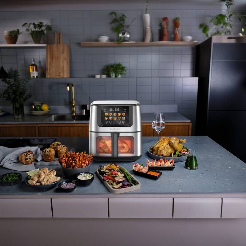 Air Fryer with Color LCD Display Touchscreen with ClearCook Cooking Window,Broil,Roast,Dehydrate,Bake