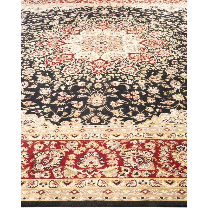 Overton Hand Knotted Wool Vintage Inspired Traditional Mogul Black Area Rug - 9 x 12