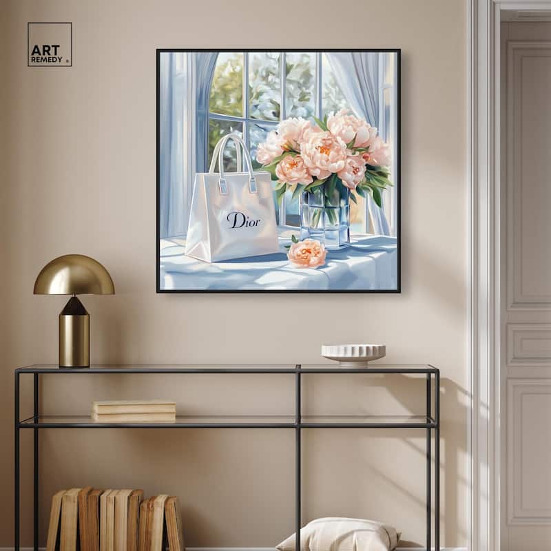 Bag and Peonies Canvas by Art Remedy