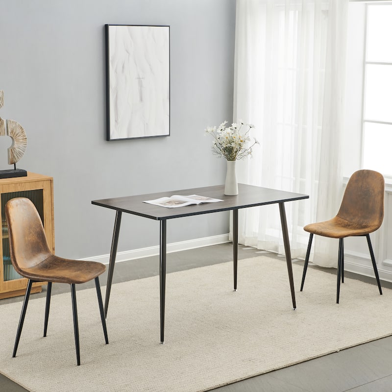 Homy Casa Set of 6/4/2 Faux Suede Dining Chairs Black Metal Legs, Brown