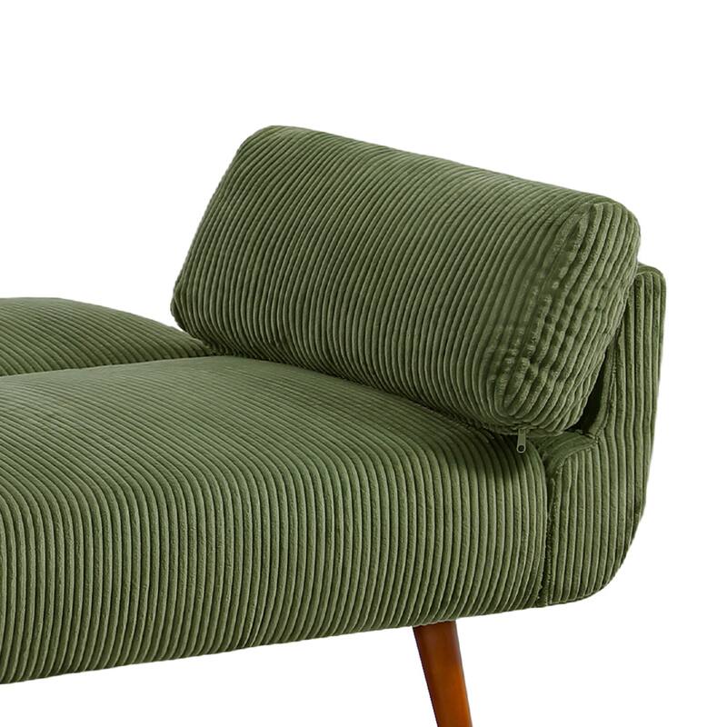 73" W Upholstered Corduroy Convertible Sleeper Sofa Bed with Pillows