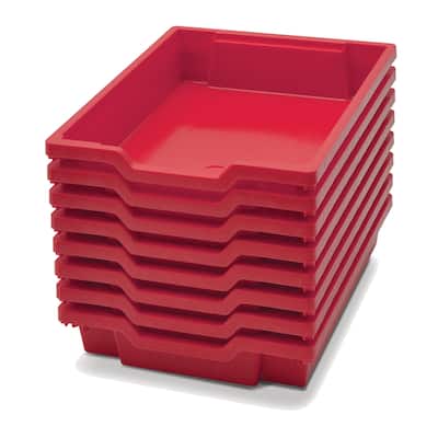 Gratnells Shallow F1 Tray, Flame Red, 12.3" x 16.8" x 3", Heavy Duty School, Industrial & Utility Bins, Pack of 8