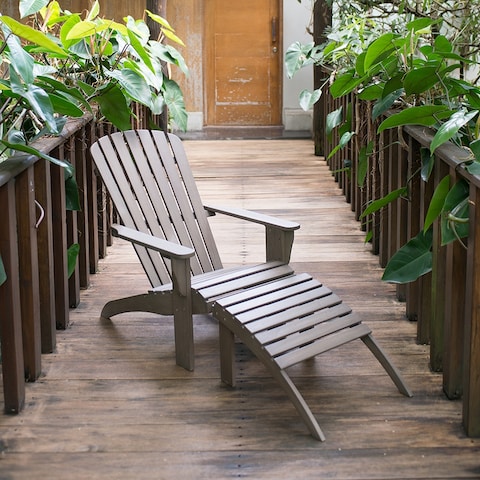 Cambridge Casual Renley Solid Wood Adirondack Chair with Ottoman