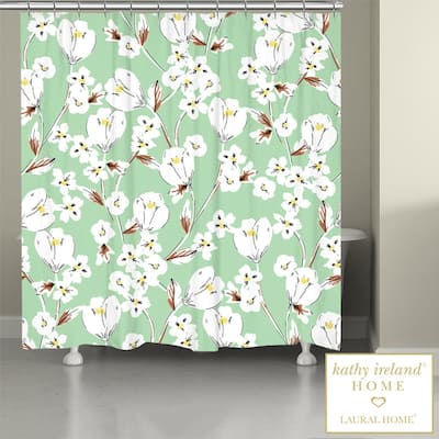 Kathy Ireland Retro Floral Mint 71" x 72" Shower Curtain