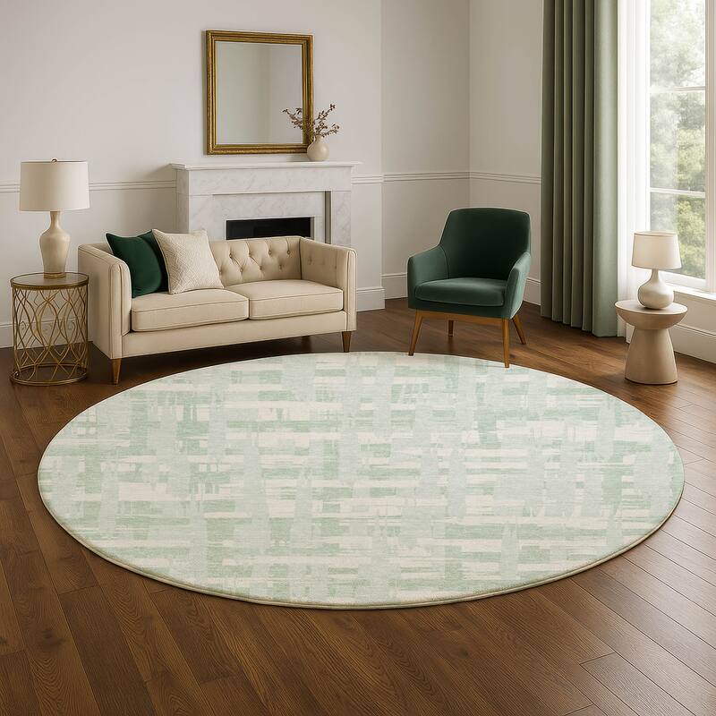 Premium Washable Super Soft Contemporary Plaid Mayfield Rug - Mint - 8' x 8'