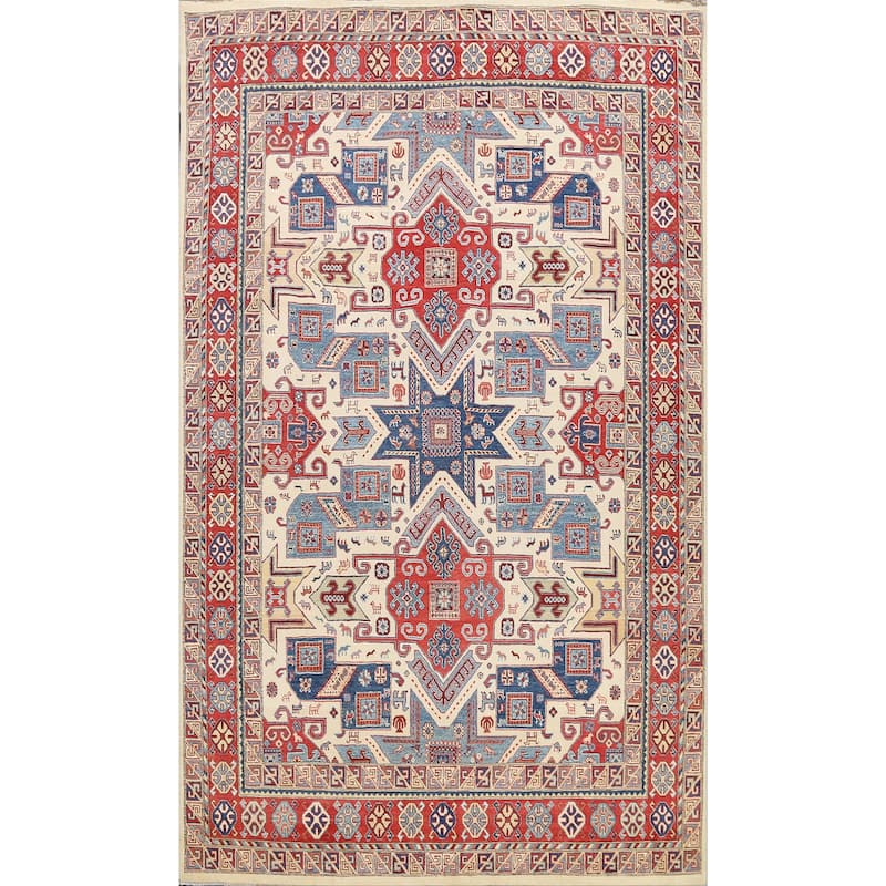 Geometric Super Kazak Oriental Vegetable Dye Area Rug Wool Handmade - 8'8" x 11'9"