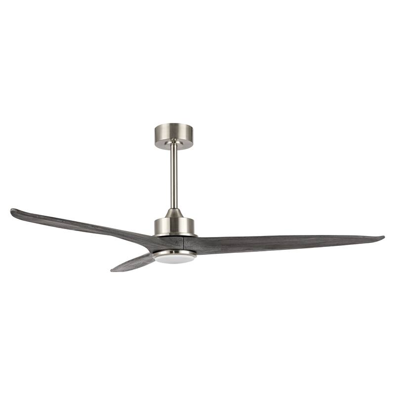WINGBO 60 Inch DC Ceiling Fan with Lights and Remote Control, 3 Reversible Carved Wood Blades, 6-Speed Noiseless DC Motor