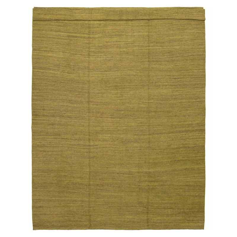 ECARPETGALLERY Flat-Weave Ankara FW Olive Wool Kilim - 8'11 x 12'8 - Olive - 8'11 x 12'8