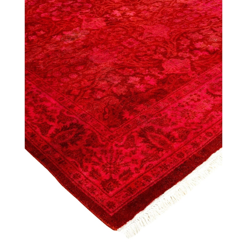 Overton Hand Knotted Wool Vintage Inspired Modern Contemporary Overdyed Pink Runner Rug - 3' 1" x 25' 1"