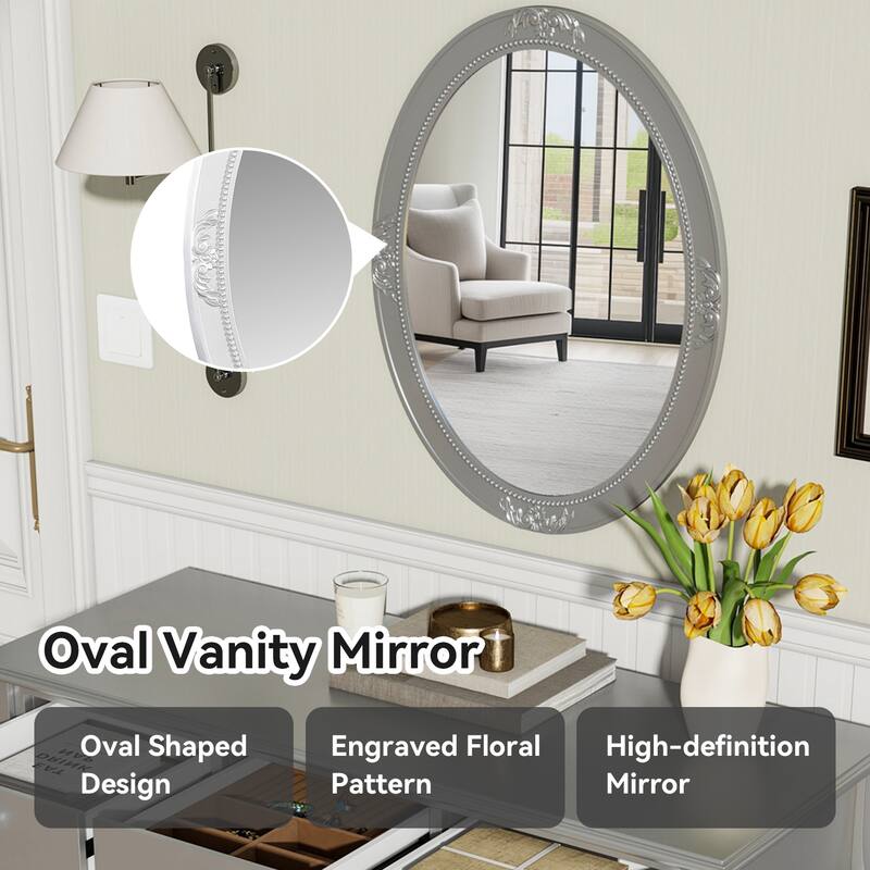 Luxury Makeup Vanity Desk with Oval Mirror, 3-Drawer Dressing Table