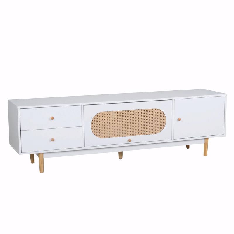 70 Inch TV Stand for TVs up to 80 Inch - Minimalist TV Console Table with Drawers