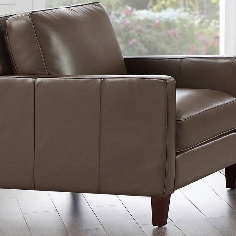 Hydeline Ashby Top Grain Leather Chair With Feather, Memory Foam and Springs