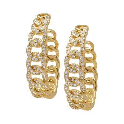 Victoria Townsend Gold Plated Cubic Zirconia Link Huggie Earrings