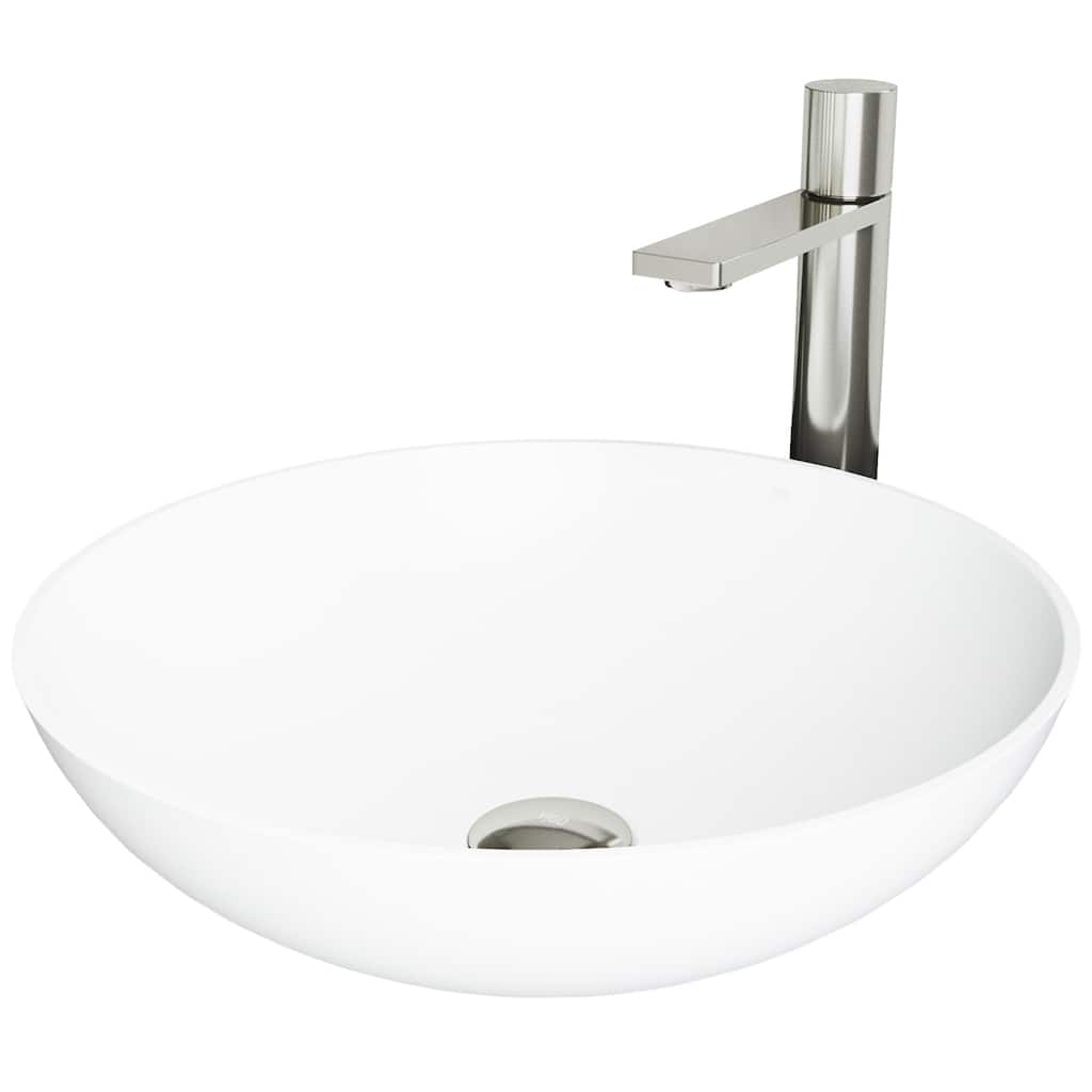 Vigo Lotus 16" Matte Stone� Vessel Bathroom Sink with 1.2 GPM Gotham