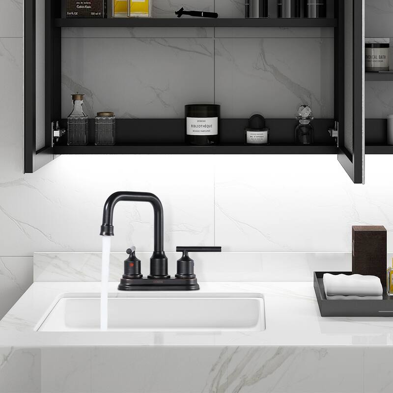 WOWOW 4 in. Centerset Double Handle Bathroom Faucet