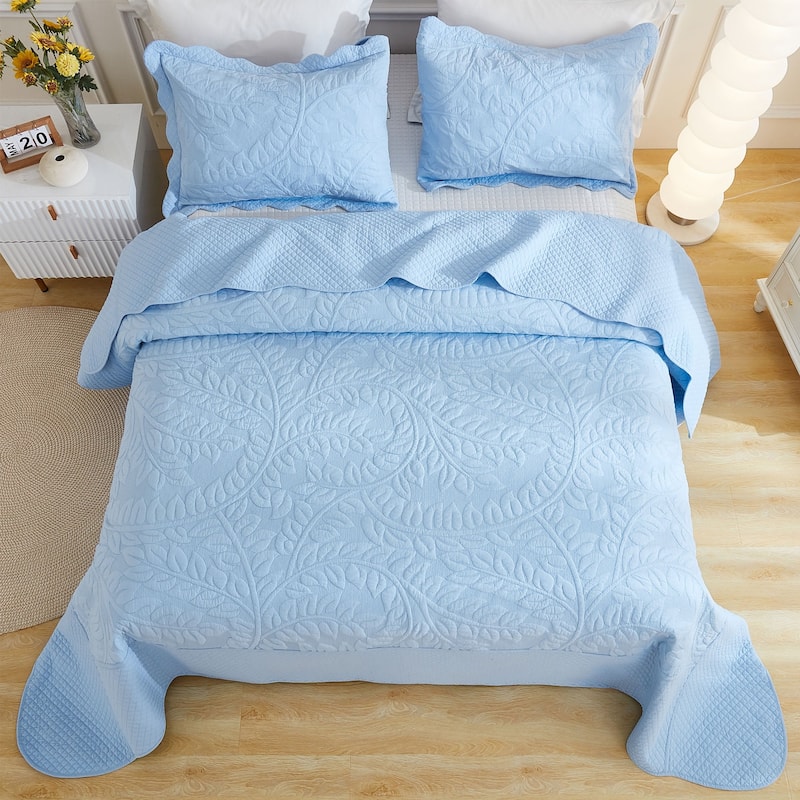 MarCielo 3 Piece Cotton Oversized Bedspread Quilt Set Tmonica