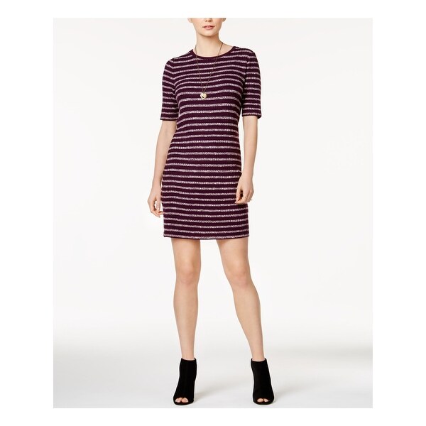 Shop Kensie Purple Short Sleeve Above The Knee Sheath Dress Size