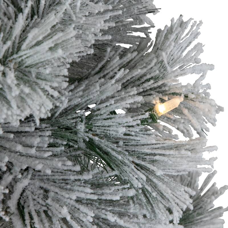 Snowy Bristle Pine Artificial Christmas Tree 7.5' Warm White LED - 7.5 Foot
