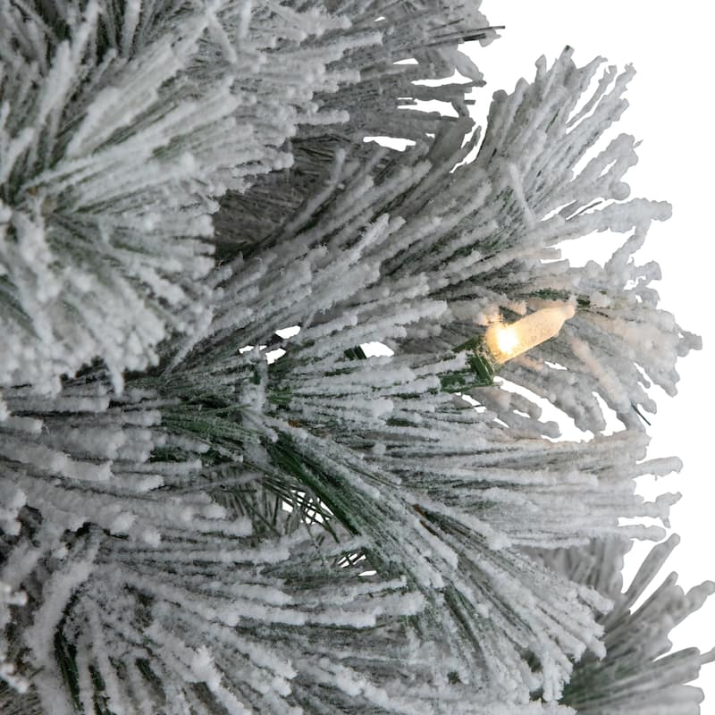 Pre-Lit Snowy Bristle Pine Artificial Christmas Tree -Warm White LED Lights