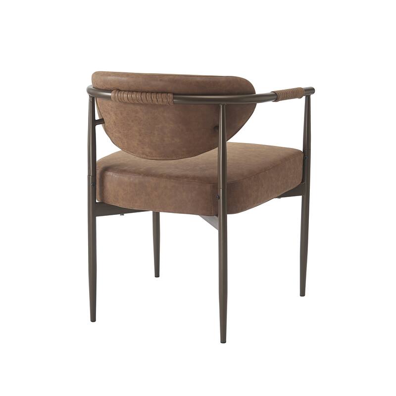 Christopher Knight Home - Thatch Iron-Frame Dining Armchairs with Upholstered Cushion (Set of 2)