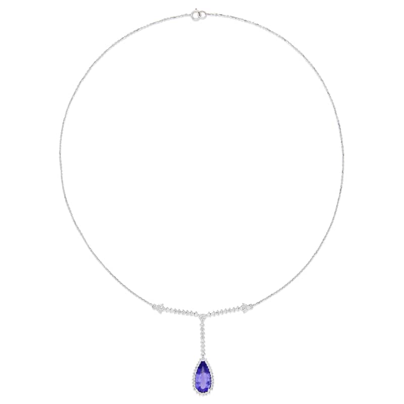 Miadora 3ct TGW Tanzanite and 3/4ct TDW Diamond Lariat Necklace in 14k White Gold
