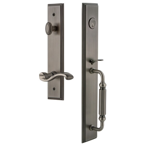 Grandeur CARFGRPRT_ESET_238_RH Carre Solid Brass Rose Right Handed Keyed Entry Single Cylinder Full Plate "F" Grip Handleset