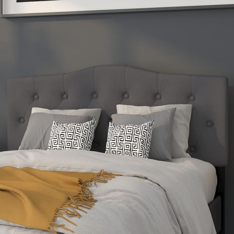 Arched Button Tufted Upholstered Headboard - Dark Gray - Full